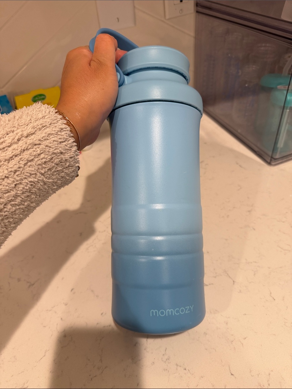 momcozy Light Blue Insulated Travel Bottle